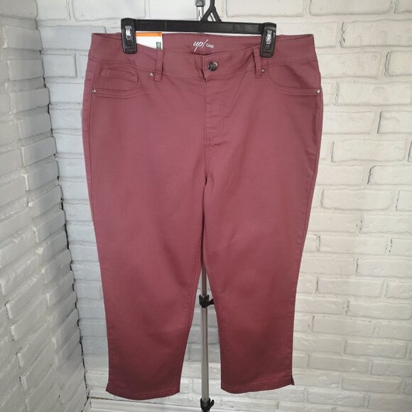 NWT Up Ladies Size 16 Dusty Rose Pull On Style 5 Pocket Crop Pants - Picture 1 of 14